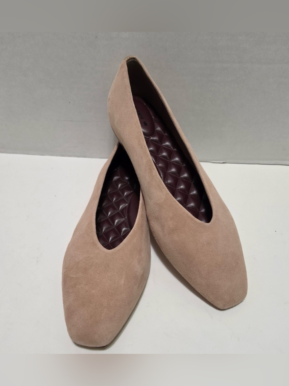 BIRDIES Blush Suede Ballet Flats